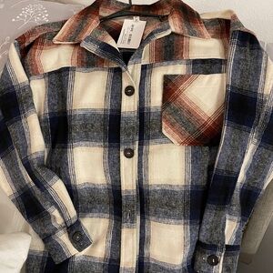 Plaid Brushed Shacket with Pockets